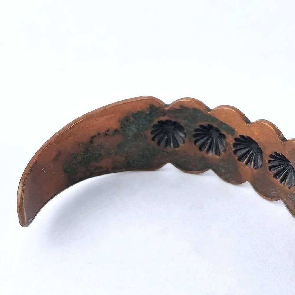 Vintage Copper Bell Copper Cuff Bracelet Southwestern‎ Sunburst Stamped